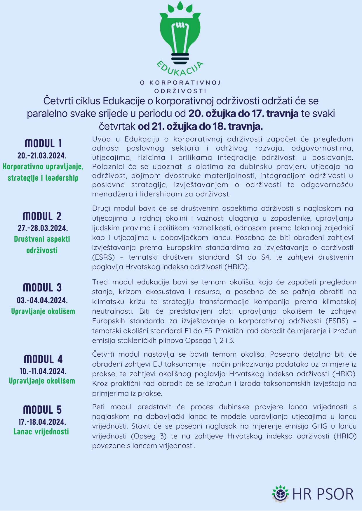 Otvaramo dodatne prijave za 4. ciklus Edukacije o korporativnoj održivosti!