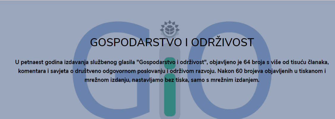 Gospodarstvo i održivost - GiO, broj 64.