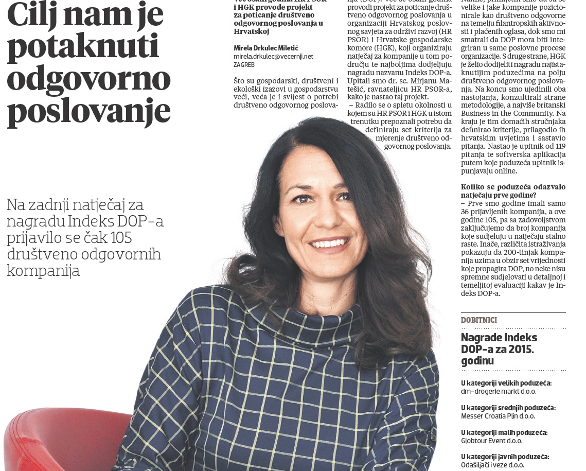 Intervju s Mirjanom Matešić, ravnateljicom HR PSOR-a
