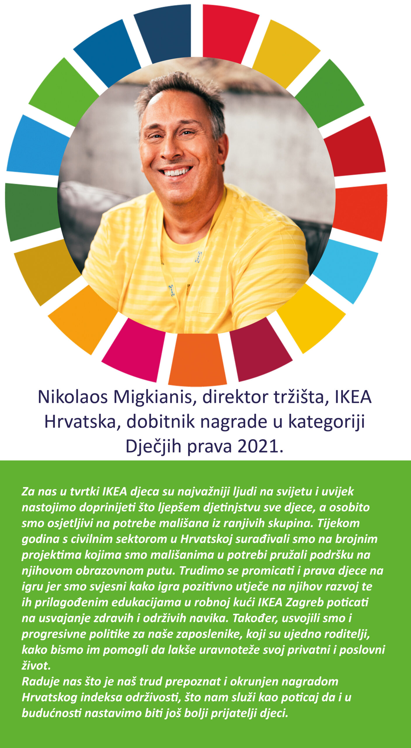 Nikolaos Migkianis, direktor tržišta IKEA Hrvatska, dobitnik nagrade u kategoriji Dječjih prava 2021.