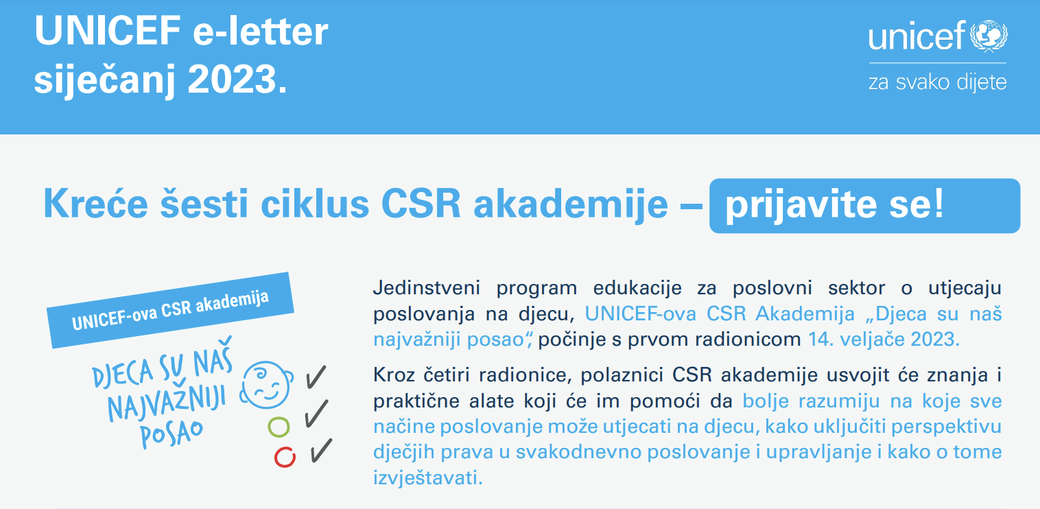 Priključite se UNICEF-ovoj CSR Akademiji „Djeca su naš najvažniji posao“
