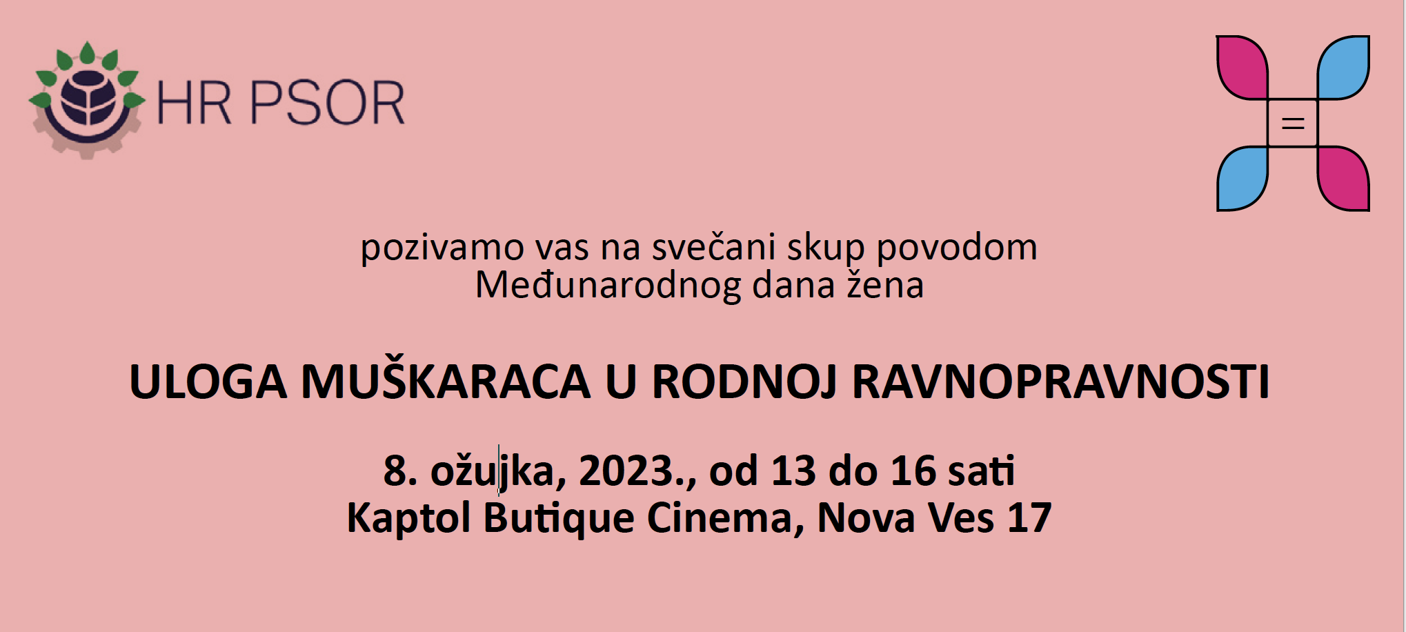 Prijavite se na skup povodom Međunarodnog dana žena: Uloga muškaraca u rodnoj ravnospravnosti
